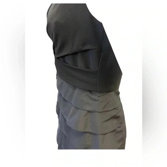 Adrianna Papell Black Sleeveless Formal Cocktail Tiered Midi Dress Size 10 - Picture 9 of 10